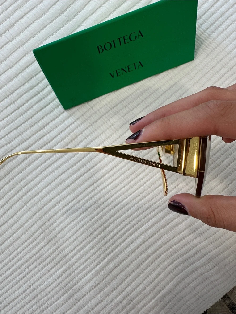 Bottega Veneta Gold Metal Sunglasses with Amber Gradient Lenses